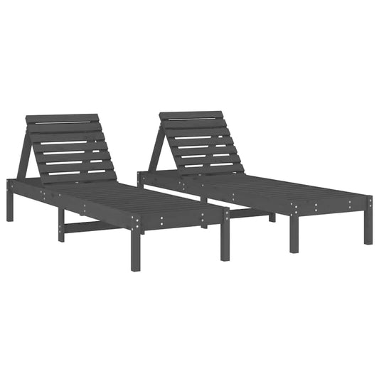 vidaXL Sun Loungers 2 pcs Grey 199,5x60x74 cm Solid Wood Pine