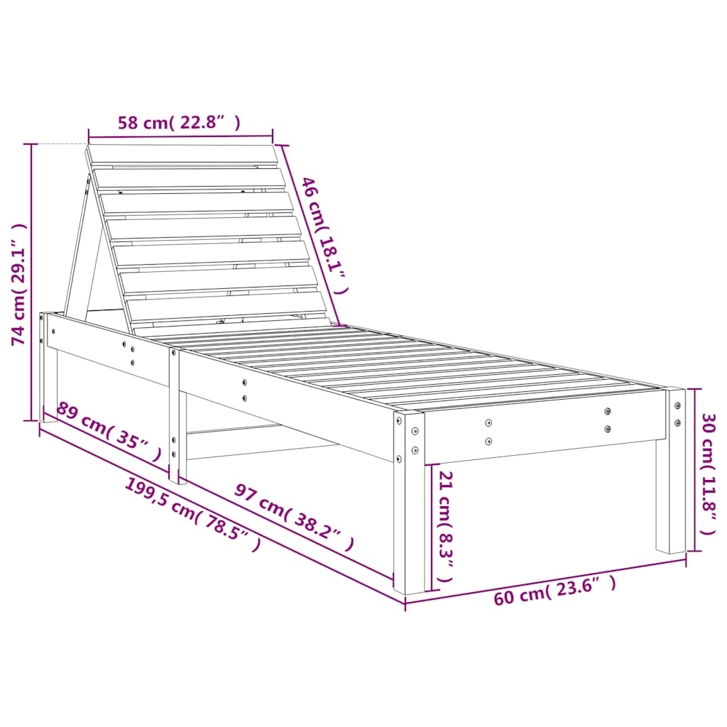 vidaXL Sun Loungers 2 pcs Grey 199,5x60x74 cm Solid Wood Pine