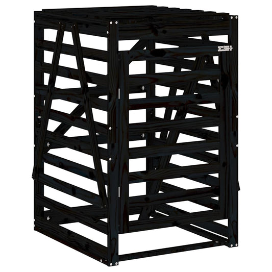 vidaXL Wheelie Bin Storage Black 84x90x128,5 cm Solid Wood Pine