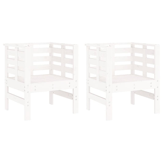 vidaXL Garden Chairs 2 pcs White 61,5x53x71 cm Solid Wood Pine