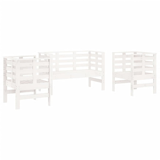 vidaXL 3 Piece Garden Lounge Set White Solid Wood Pine