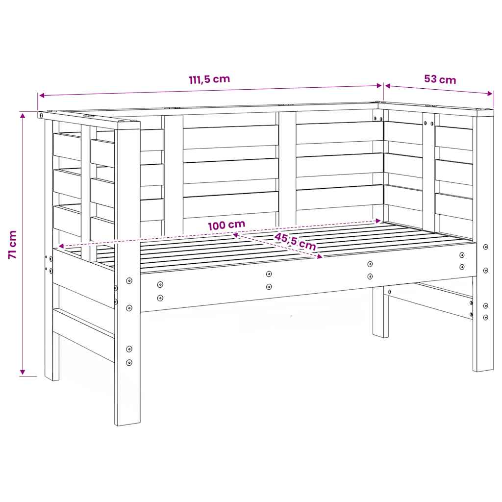 vidaXL 3 Piece Garden Lounge Set Black Solid Wood Pine