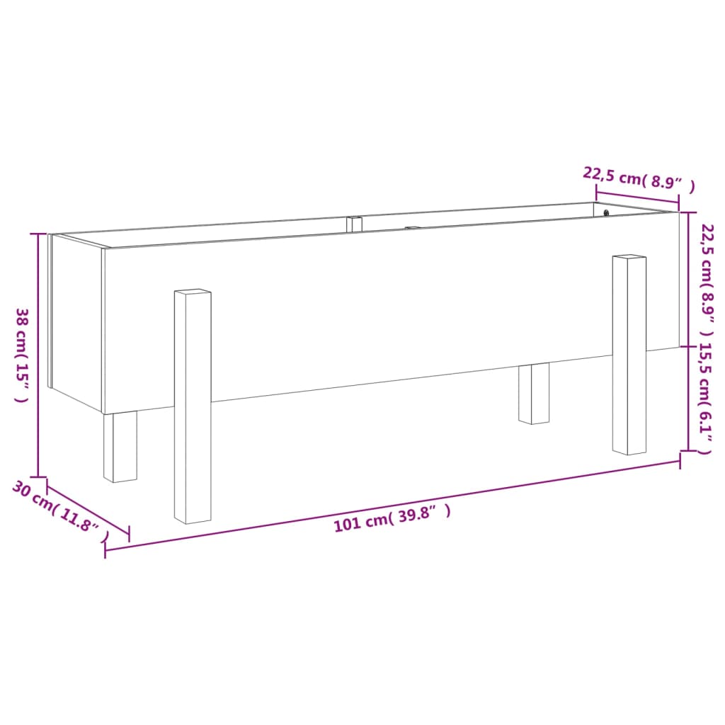 vidaXL Garden Raised Bed White 101x30x38 cm Solid Wood Pine