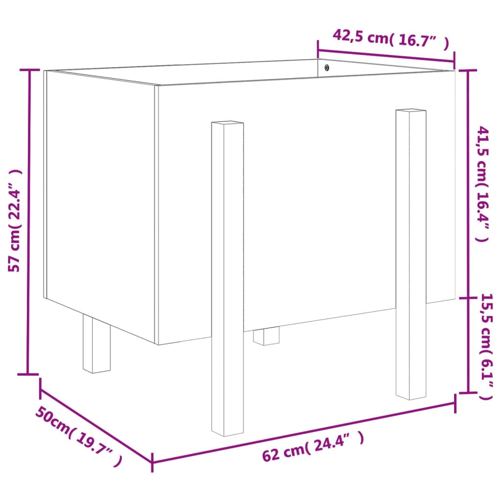 vidaXL Garden Planter White 62x50x57 cm Solid Wood Pine
