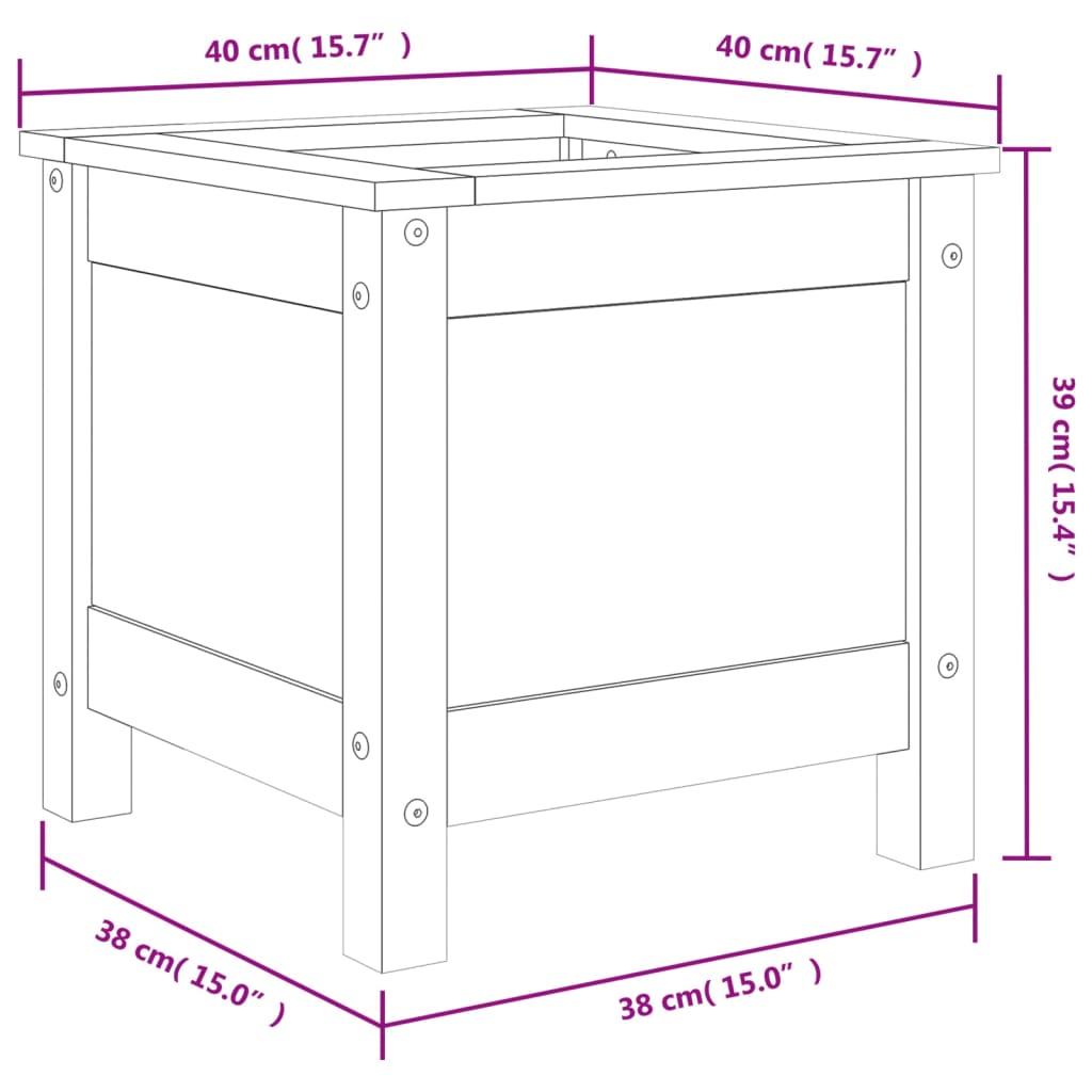vidaXL Garden Planter 40x40x39 cm Solid Wood Pine
