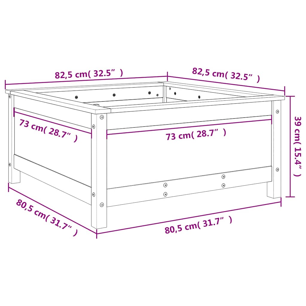 vidaXL Garden Planter Honey Brown 82,5x82,5x39 cm Solid Wood Pine