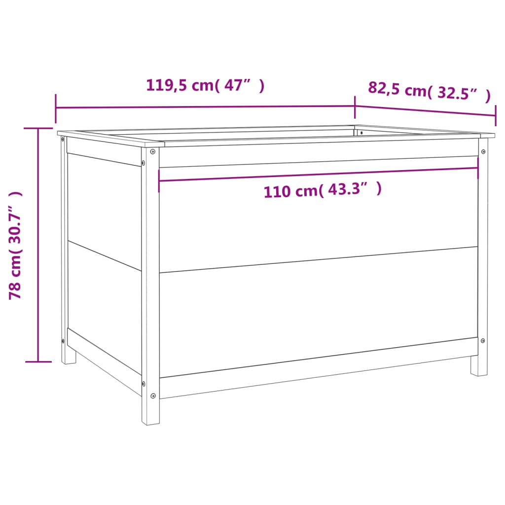 vidaXL Garden Raised Bed White 119,5x82,5x78 cm Solid Wood Pine