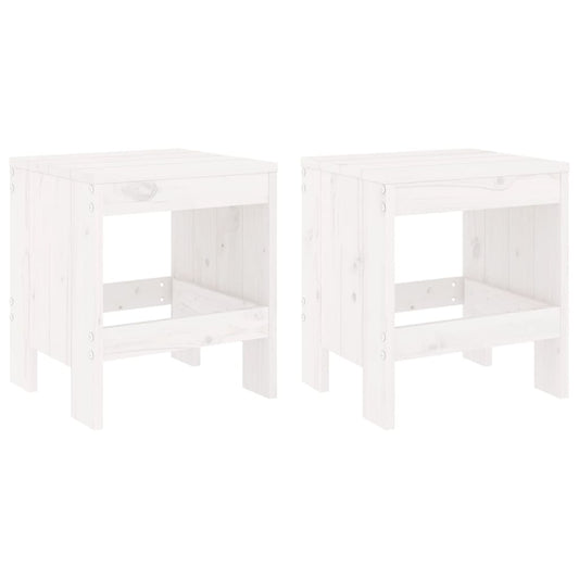 vidaXL Garden Stools 2 pcs White 40x36x45 cm Solid Wood Pine