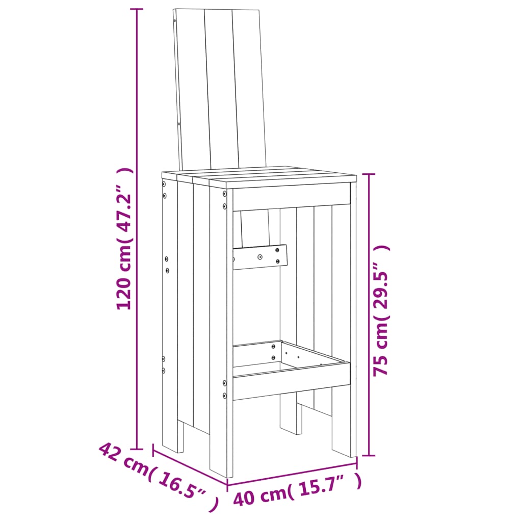 vidaXL Bar Stools 2 pcs White 40x42x120 cm Solid Wood Pine