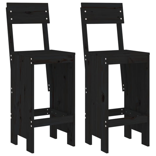 vidaXL Bar Stools 2 pcs Black 40x48,5x115,5 cm Solid Wood Pine