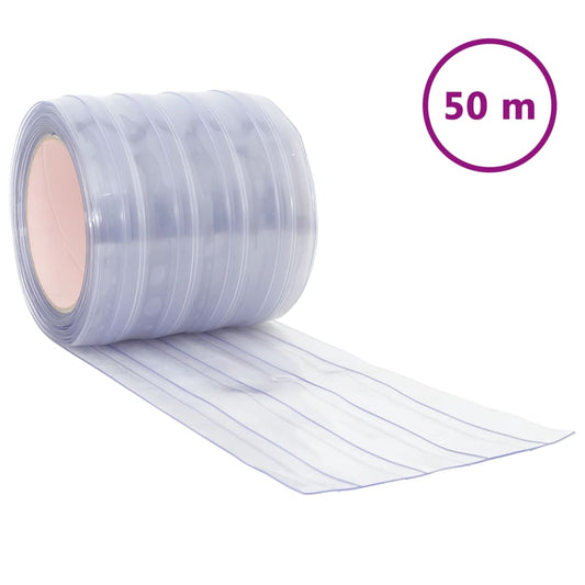 vidaXL Door Curtain Transparent 200 mmx1,6 mm 50 m PVC