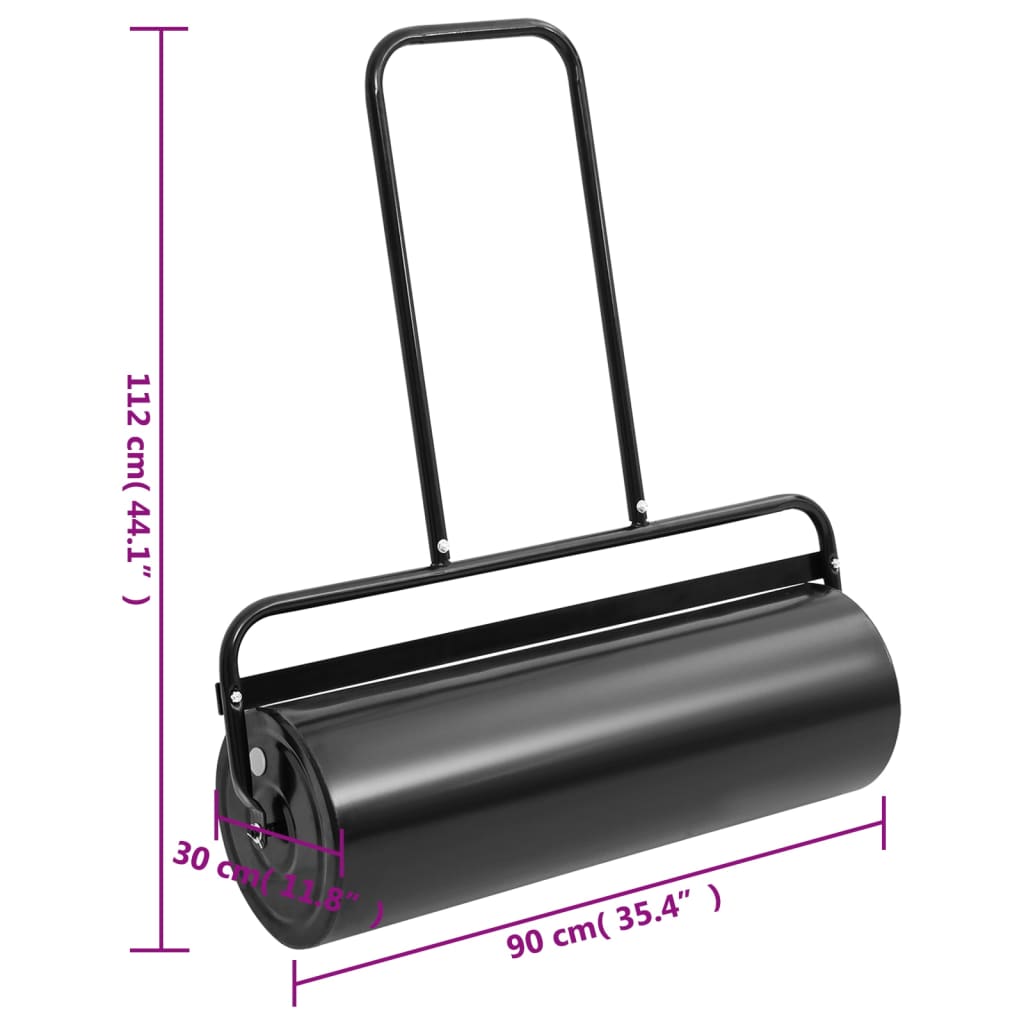 vidaXL Garden Lawn Roller Push Black 63 L Iron and Steel