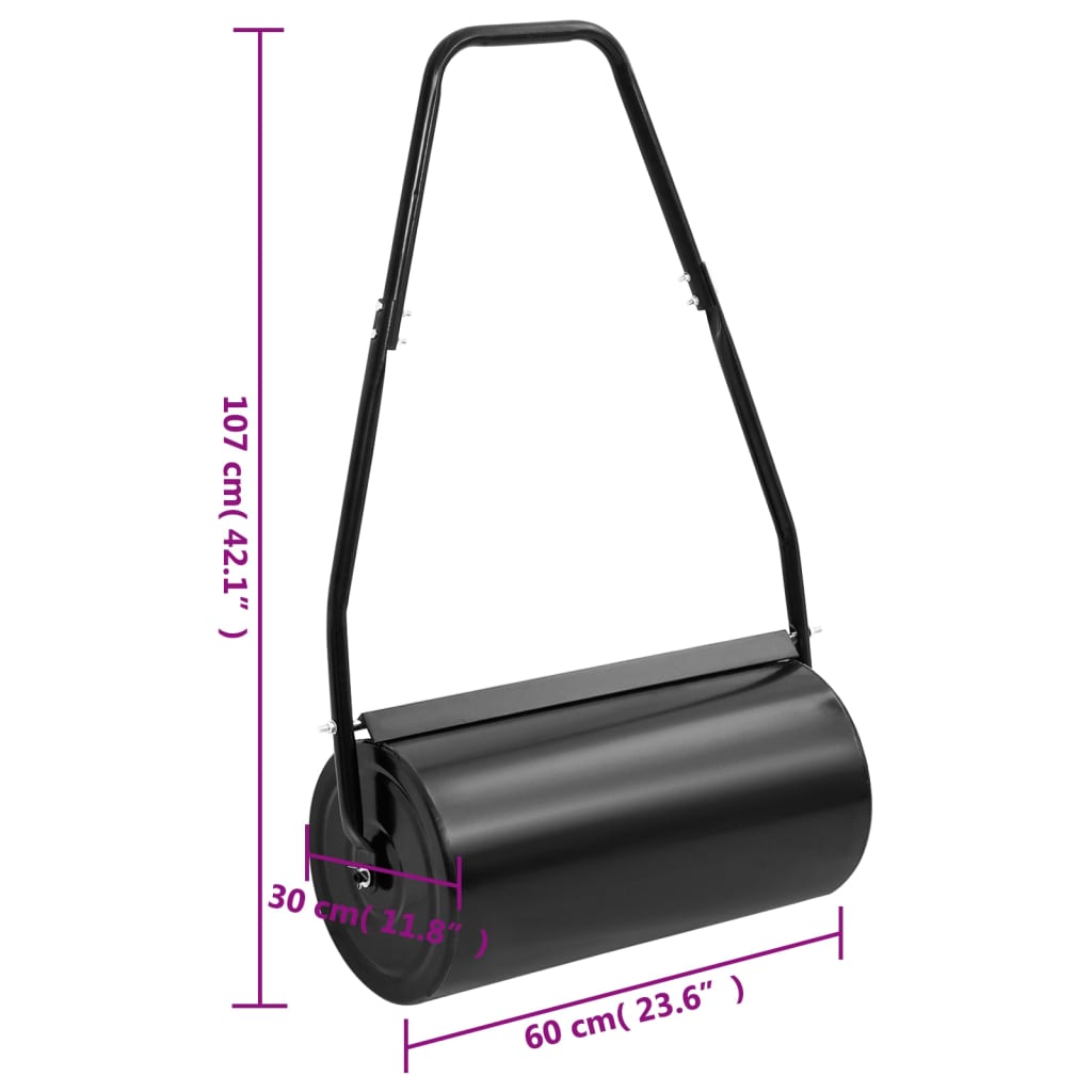 vidaXL Garden Lawn Roller with Handle Black 42 L Iron and Steel