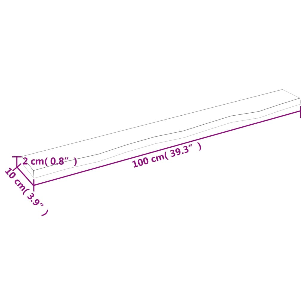 vidaXL Wall Shelf 100x10x2 cm Untreated Solid Wood Oak