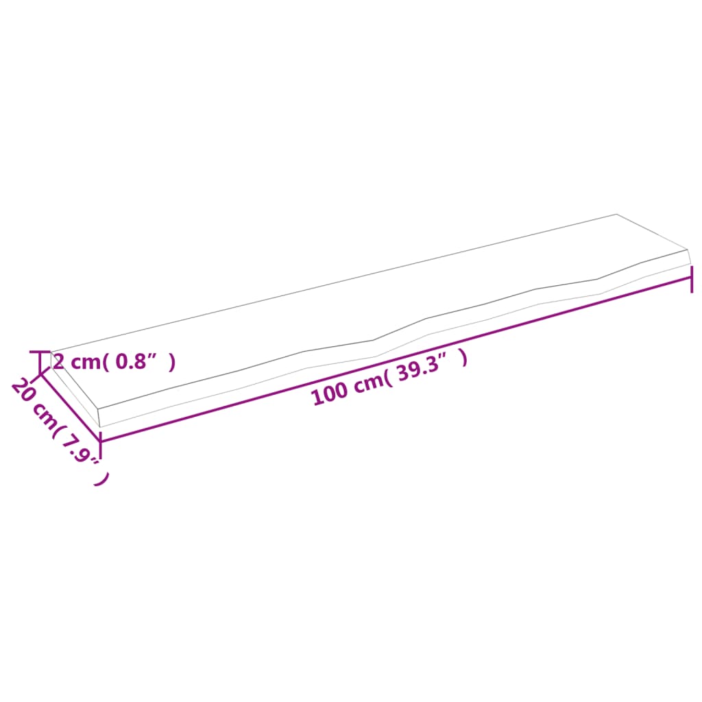 vidaXL Wall Shelf 100x20x2 cm Untreated Solid Wood Oak