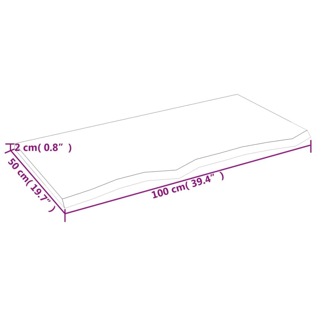 vidaXL Wall Shelf 100x50x2 cm Untreated Solid Wood Oak