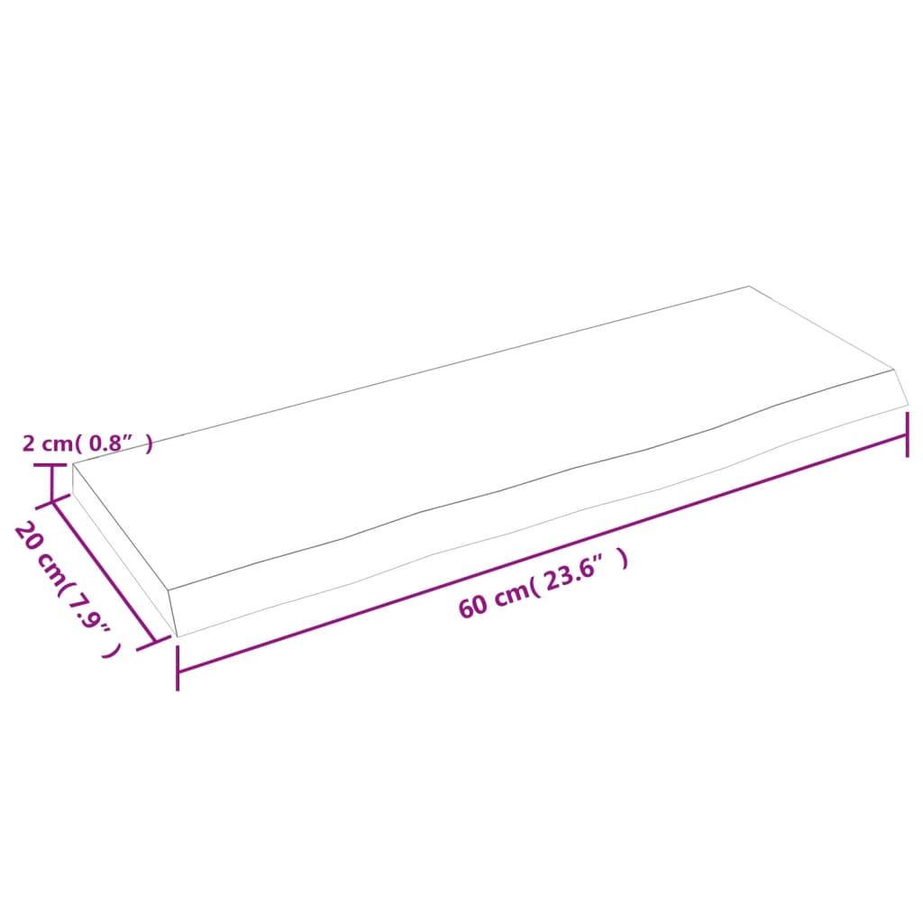 vidaXL Wall Shelf Light Brown 60x20x2 cm Treated Solid Wood Oak
