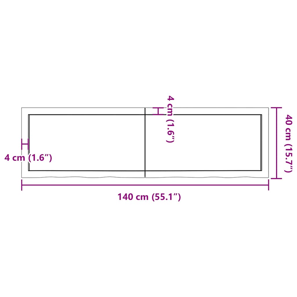 vidaXL Wall Shelf Light Brown 140x40x(2-4) cm Treated Solid Wood Oak