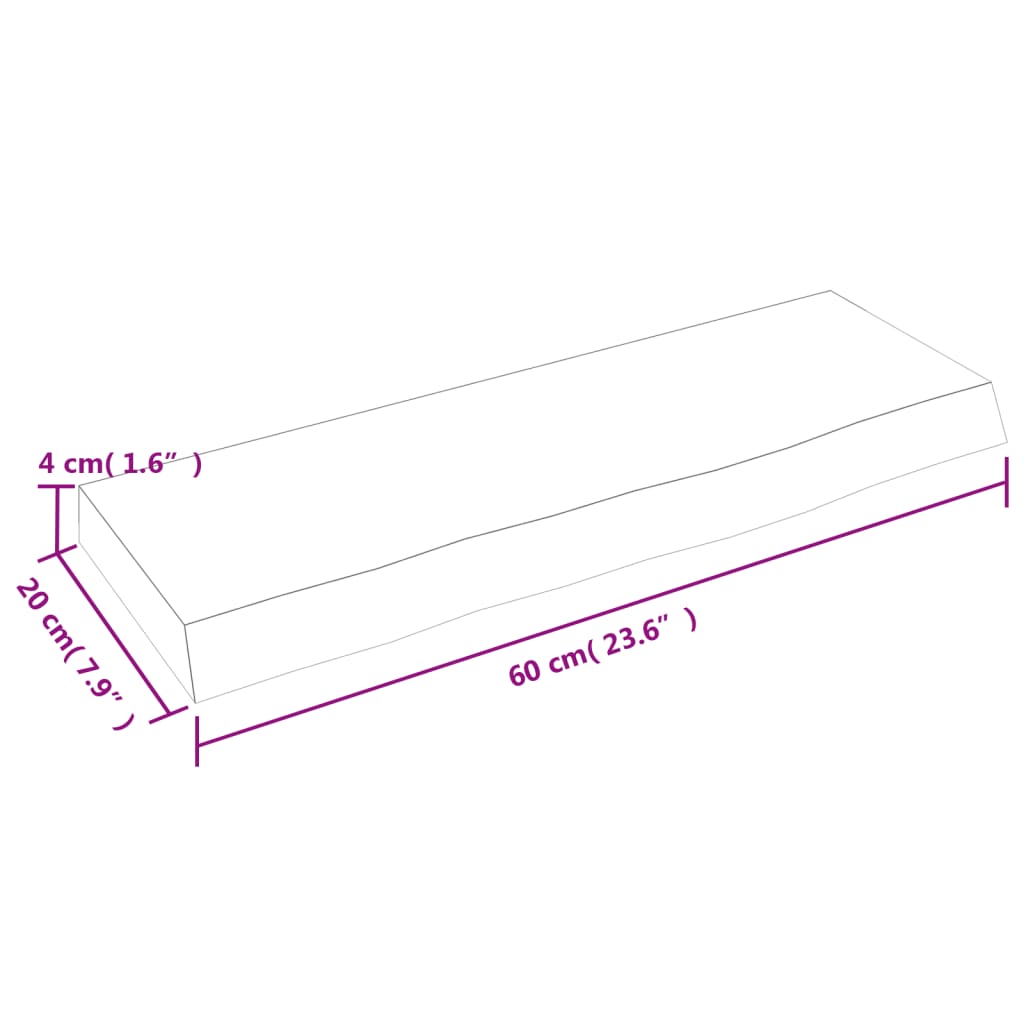 vidaXL Wall Shelf Dark Brown 60x20x4 cm Treated Solid Wood Oak