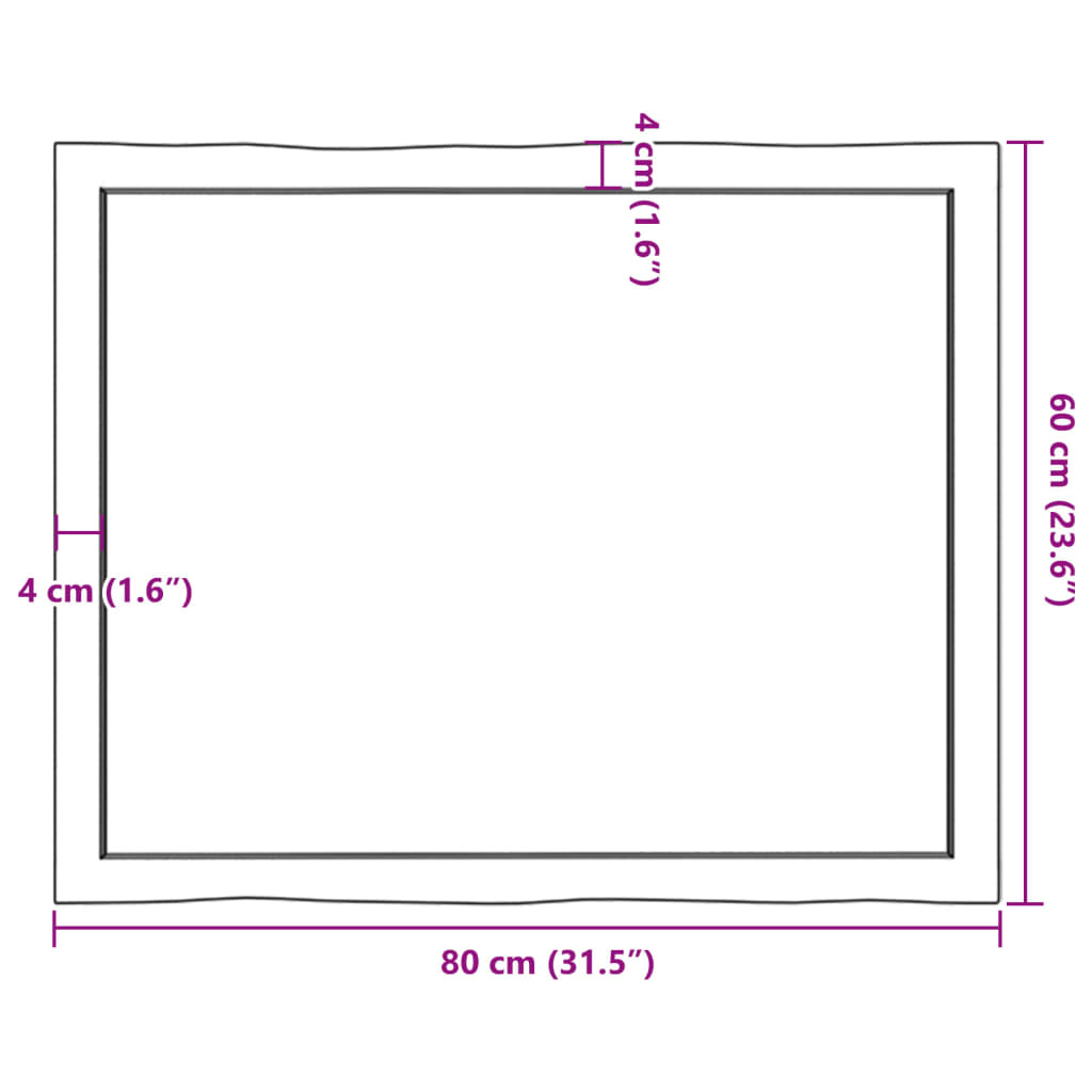 vidaXL Table Top Light Brown 80x60x(2-4) cm Live Edge
