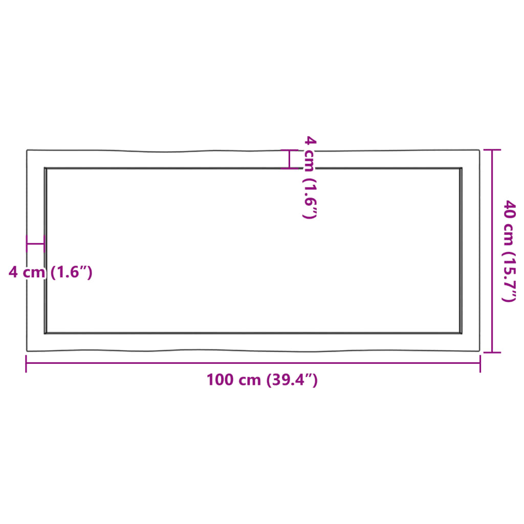vidaXL Table Top Light Brown 100x40x(2-6) cm Live Edge