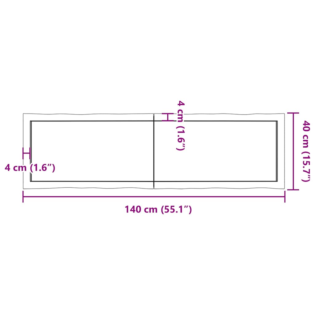 vidaXL Table Top Light Brown 140x40x(2-4) cm Live Edge