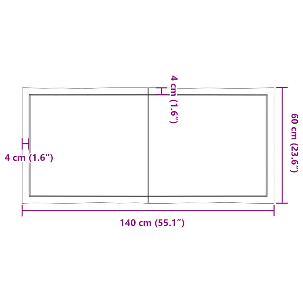 vidaXL Table Top Light Brown 140x60x(2-6) cm Live Edge