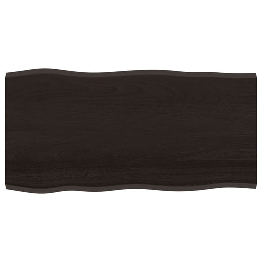 vidaXL Table Top Dark Brown 100x50x2 cm Solid Wood Oak Live Edge