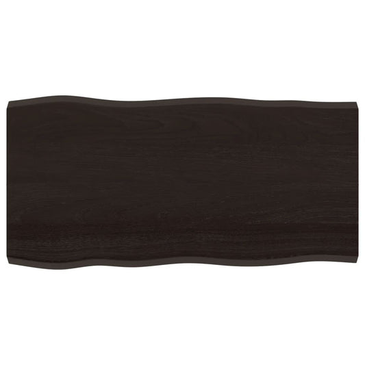 vidaXL Table Top Dark Brown 100x50x(2-4) cm Treated Solid Wood Live Edge