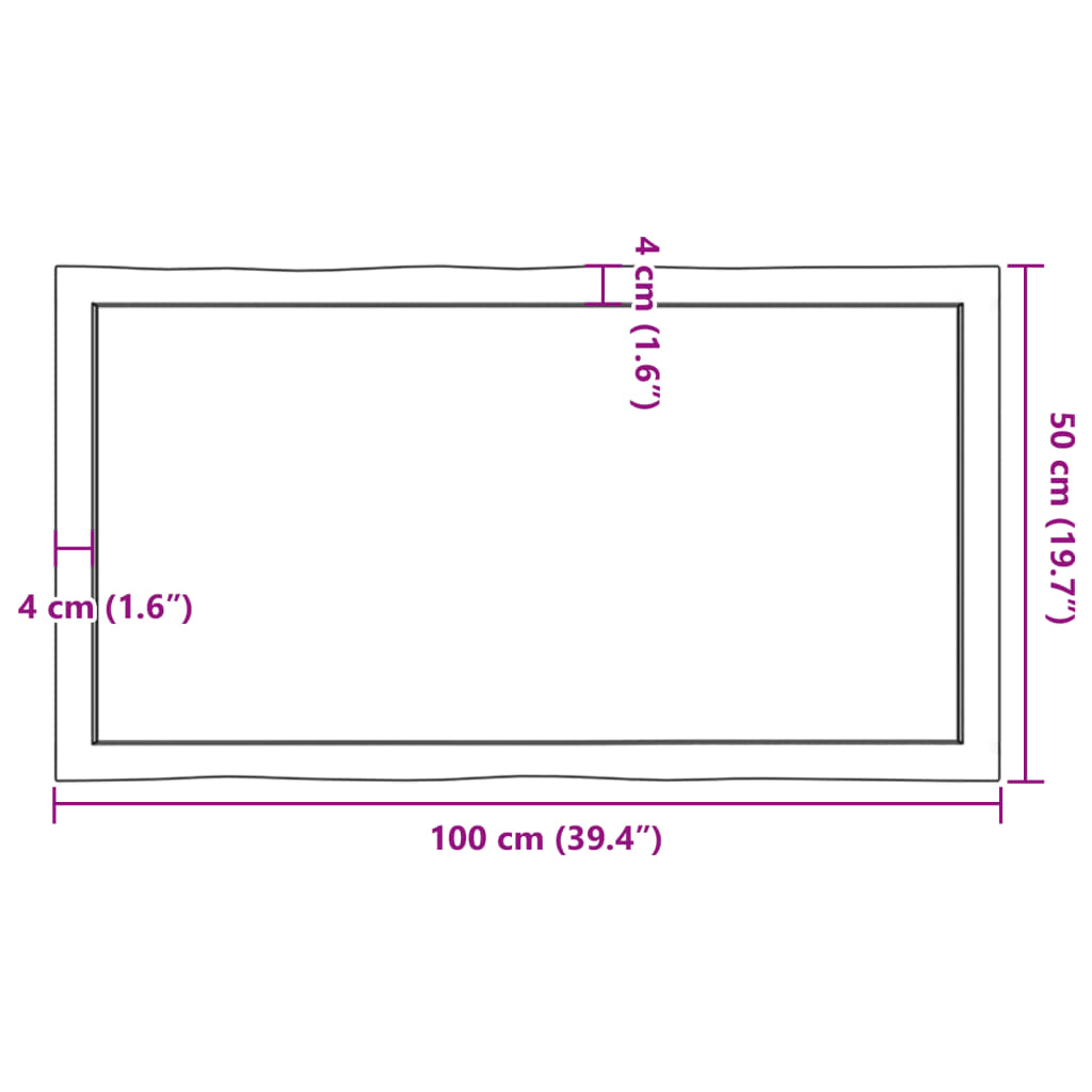 vidaXL Table Top Dark Brown 100x50x(2-6) cm Live Edge