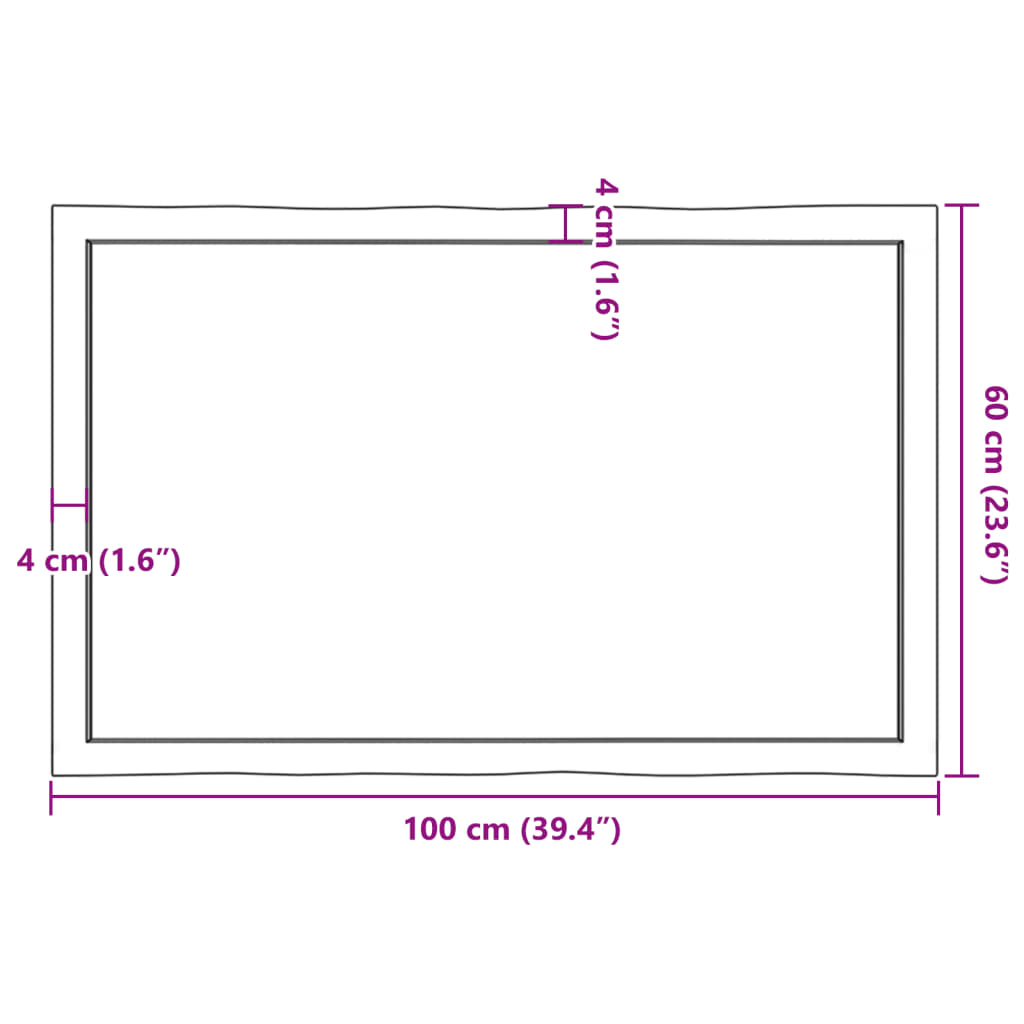 vidaXL Table Top Dark Brown 100x60x(2-4) cm Live Edge