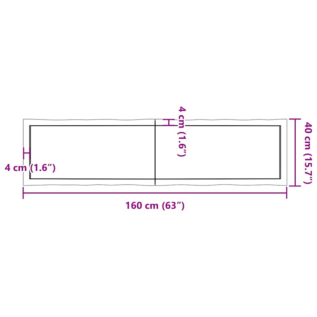 vidaXL Table Top Dark Brown 160x40x(2-6) cm Live Edge