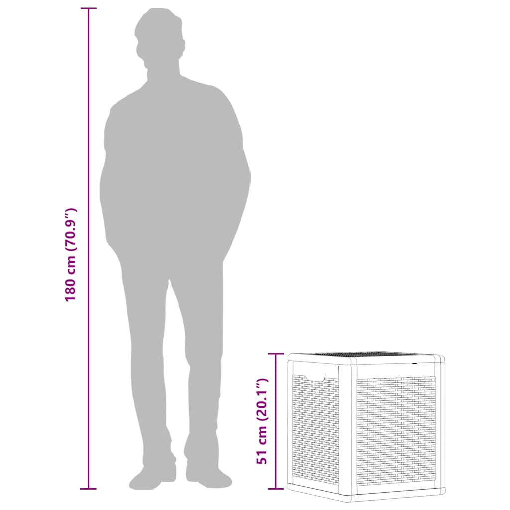 vidaXL Garden Storage Box Grey PP Rattan 90 L