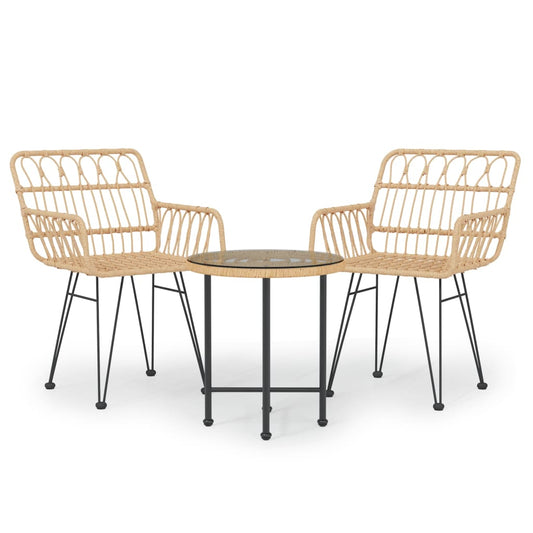 vidaXL 3 Piece Garden Dining Set Poly Rattan