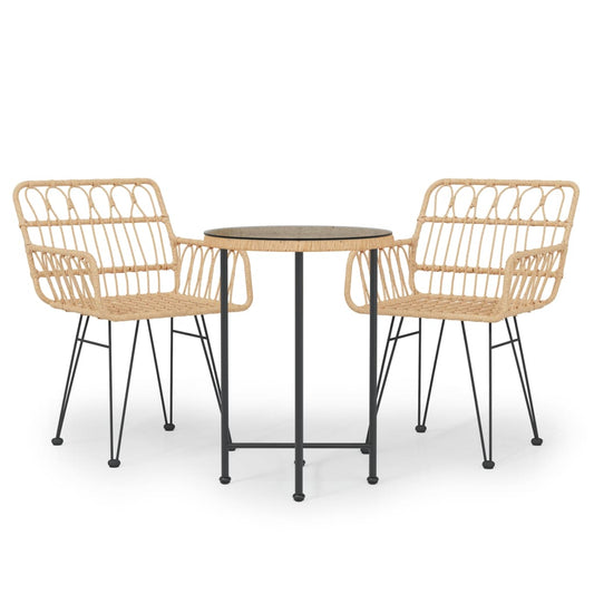 vidaXL 3 Piece Garden Dining Set Poly Rattan