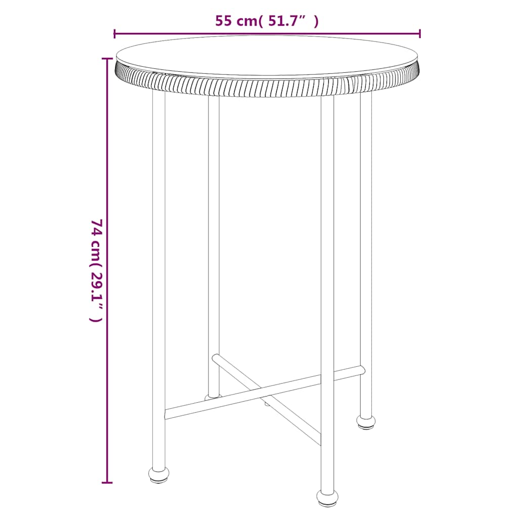 vidaXL 3 Piece Garden Dining Set Black Poly Rattan