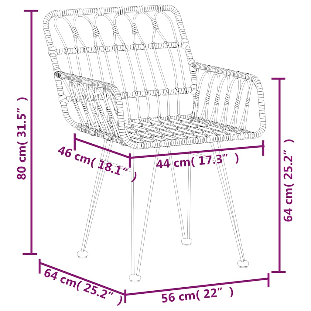 vidaXL 5 Piece Garden Dining Set Poly Rattan