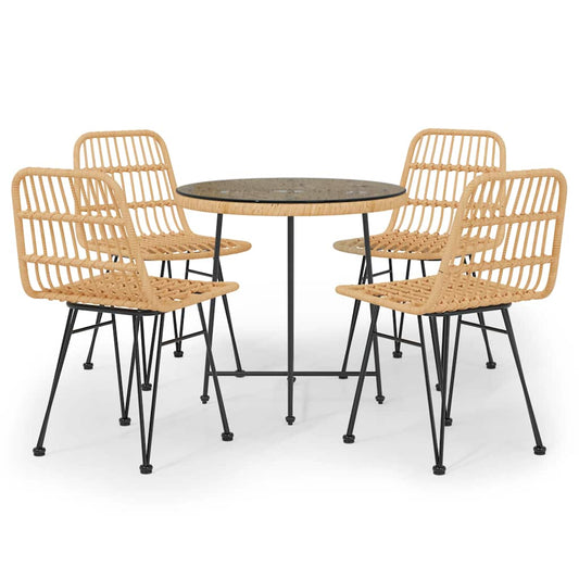 vidaXL 5 Piece Garden Dining Set Poly Rattan