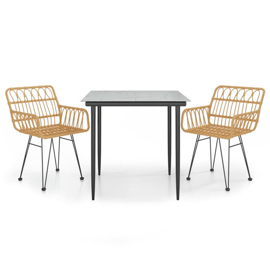 vidaXL Garden Dining Set | Black | Steel, Tempered Glass, Polyethylene | Medium