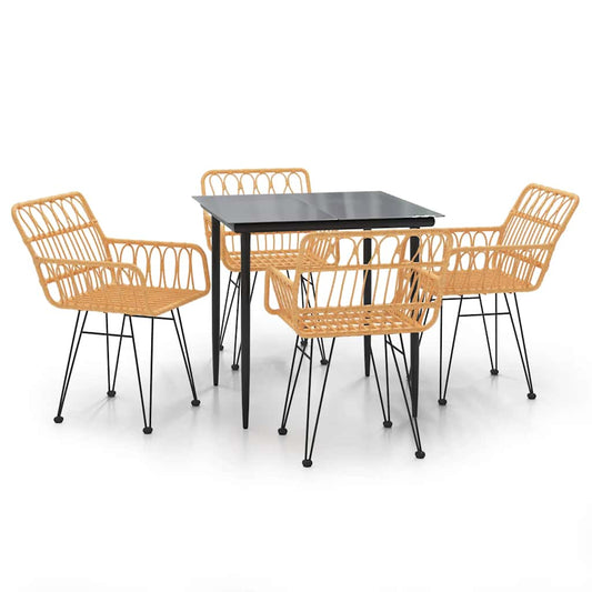 vidaXL 5 Piece Garden Dining Set Poly Rattan