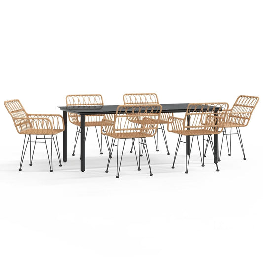 vidaXL 7 Piece Garden Dining Set Poly Rattan