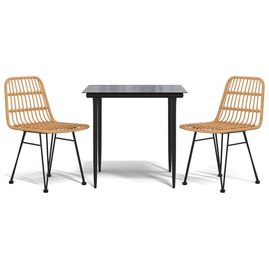vidaXL 3 Piece Garden Dining Set Poly Rattan