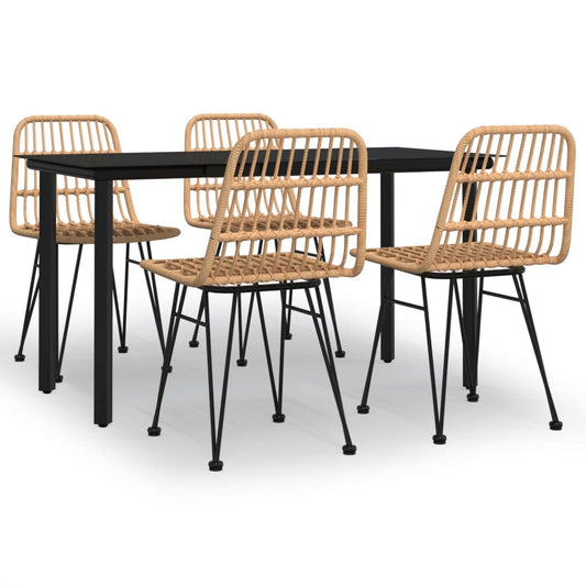 vidaXL 5 Piece Garden Dining Set Poly Rattan