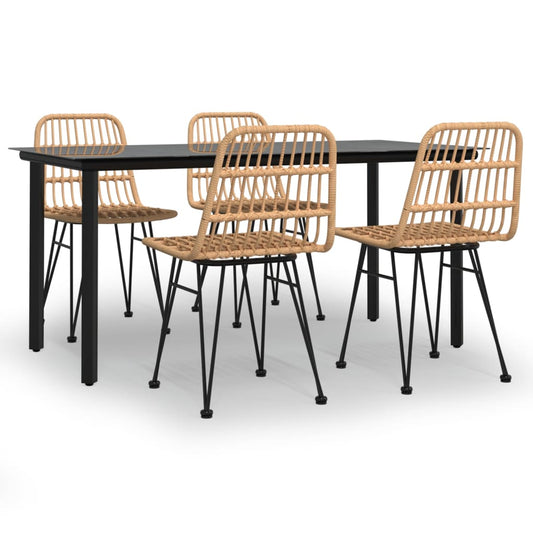 vidaXL 5 Piece Garden Dining Set Poly Rattan