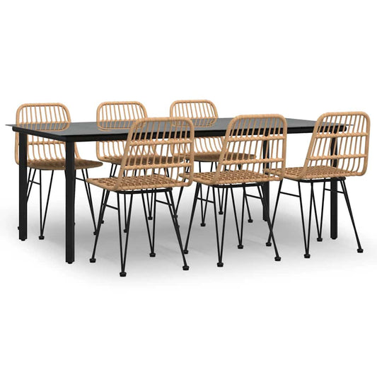 vidaXL 7 Piece Garden Dining Set Poly Rattan