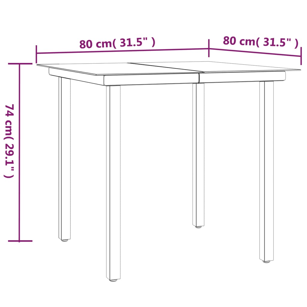 vidaXL 3 Piece Garden Dining Set Black Poly Rattan