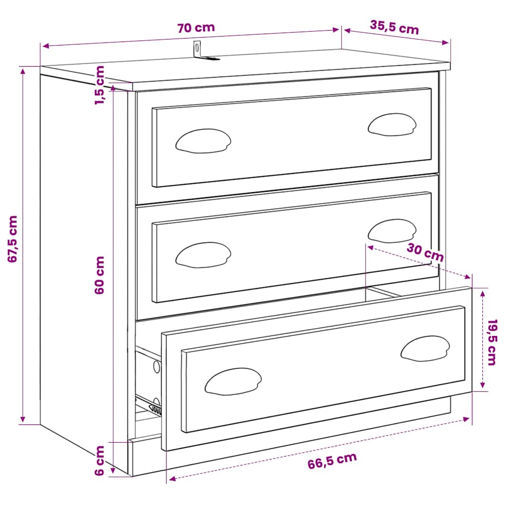 vidaXL Sideboards 3 pcs Sonoma Oak Engineered Wood