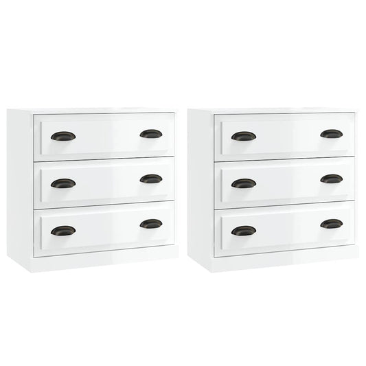 vidaXL Sideboards 2 pcs High Gloss White Engineered Wood