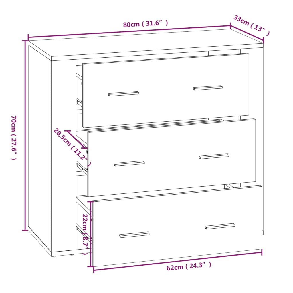 vidaXL Highboard Concrete Grey Engineered Wood