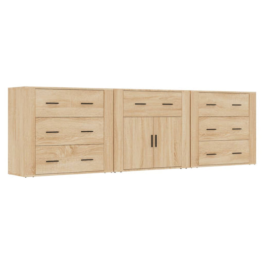 vidaXL Sideboard | Set of 3 | Sonoma Oak | Engineered Wood | Medium | Sideboard